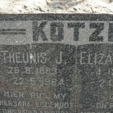 KOTZE Theunis J. 1883-1964 &amp; Elizabeth R. 1884-1971