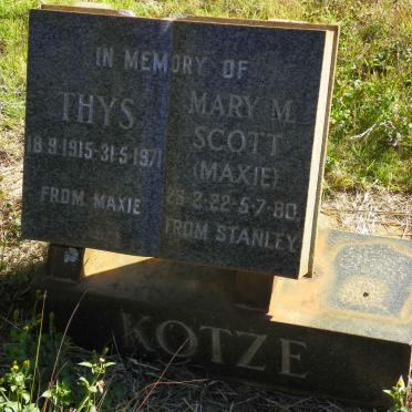 KOTZE Thys 1915-1971 &amp; Mary M. Scott 1922-1980