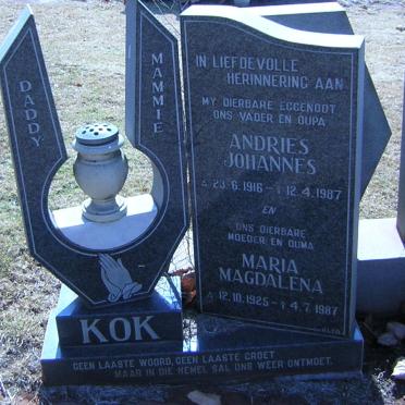 KOK Andries Johannes 1916-1987 &amp; Maria Magdalena 1925-1987