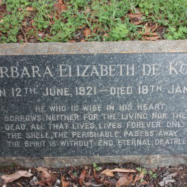 KORTÉ Barbara Elizabeth, de 1921-1950