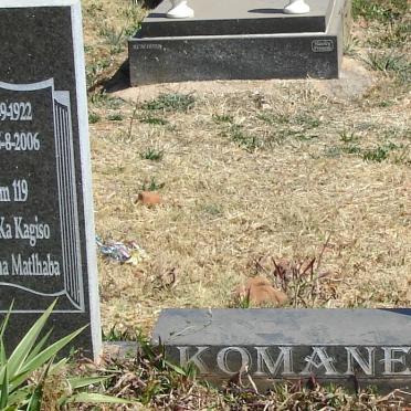 KOMANE David Rakgoedjaka 1921-2018 &amp; Rosina Mpula 1922-2006