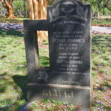 KRIEK Petrus Johannes 1899-1959 &amp; Aletta Johanna 1899-1972