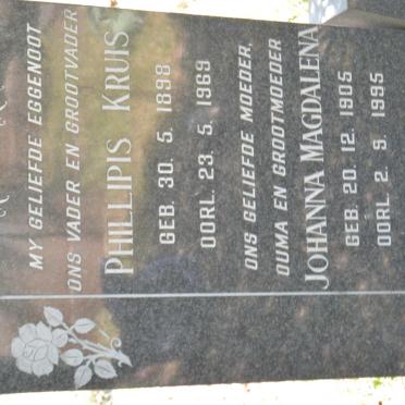 KRUIS Phillipis 1898-1969 &amp; Johanna Magdalena 1905-1995