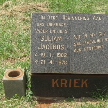 KRIEK Guliam Jacobus 1902-1978