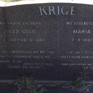 KRIGE Jules Cecil 1882-1968 &amp; Maria Johanna 1887-1958