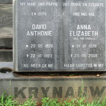 KRYNAUW David Anthonie 1926-1983 &amp; Anna Elizabeth PRETORIUS 1926-2008