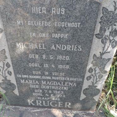 KRUGER Michael Andries 1920-1956 &amp; Maria Magdalena OOSTHUIZEN 1923-1973