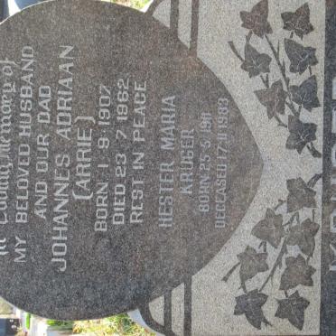 KRUGER Johannes Adriaan 1907-1962 &amp; Hester Maria 1911-1983