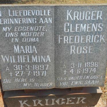 KRUGER Clemens Frederick Rose 1896-1974 &amp; Maria Wilhelmina 1897-1971