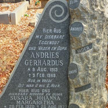 KRUGER Andries Gerhardus 1913-1968 &amp; Susara Johanna Margaretha VAN STADEN 1920-1977