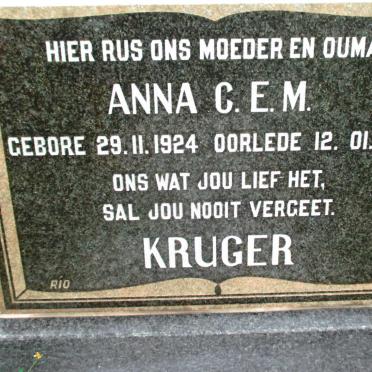 KRUGER Anna C.E.M. 1924-1991
