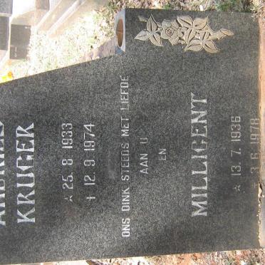 KRUGER Andries 1933-1974 &amp; Millicent 1936-1978
