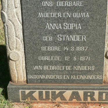 KUKARD Anna Sophia nee STANDER 1897-1971