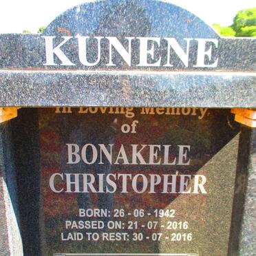 KUNENE Bonakele Christopher 1942-2016
