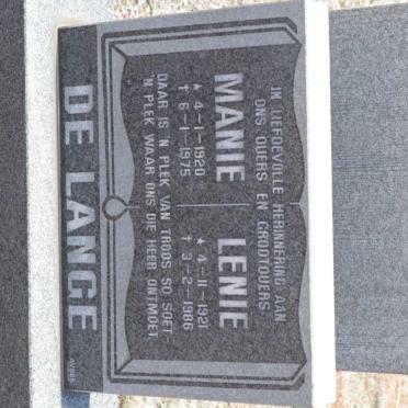 LANGE Manie, de 1920-1975 &amp; Lenie 1921-1986