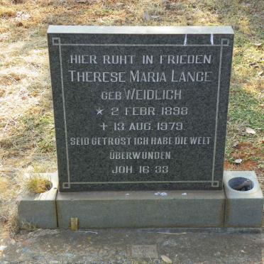 LANGE Therese Maria nee WEIDLICH 1898-1979