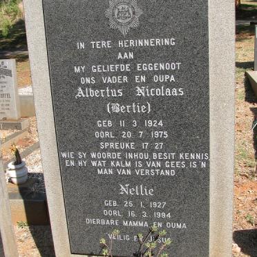 LAUBSCHER Albertus Nicolaas 1924-1975 &amp; Nellie 1927-1994