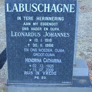 LABUSCHAGNE Leonardus Johannes 1918-1986 &amp; Hendrina Catharina 1925-2009