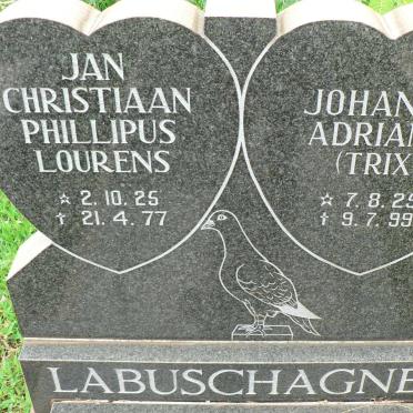 LABUSCHAGNE Jan Christiaan Phillipus Lourens 1925-1977 &amp; Johanna Adriana 1925-1999
