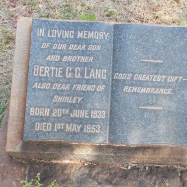 LANG Bertie C.G. 1933-1953