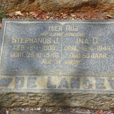 LANGE Stephanus J., de 1900-1946 &amp; Ina O. -1948