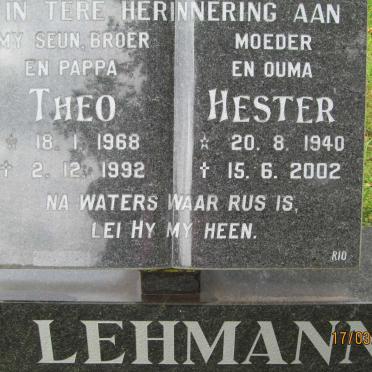 LEHMANN Theo 1968-1992 &amp; Hester 1940-2002