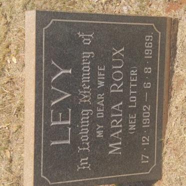 LEVY Maria Roux nee LOTTER 1902-1969