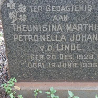 LINDE Theunisina Marthina Petronella Johanna, v.d. 1928-1936