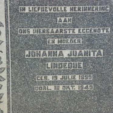 LINDEQUE Johanna Juanita 1899-1949