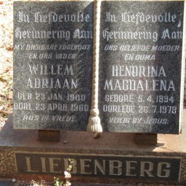LIEBENBERG Willem Adriaan 1900-1960 &amp; Hendrina Magdalena 1894-1978