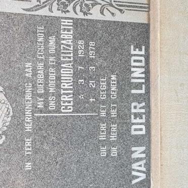 LINDE Gertruida Elizabeth, van der 1928-1978