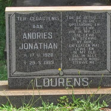 LOURENS Andries Jonathan 1928-1989