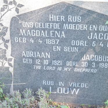LOUW Magdalena Jacoba 1897-1976 :: LOUW Adriaan Jacobus 1921-1981