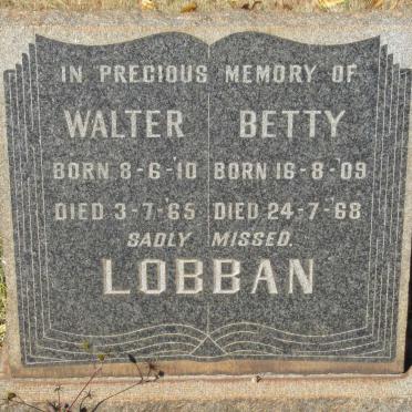 LOBBAN Walter 1910-1965 &amp; Betty 1909-1968