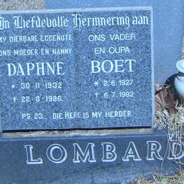 LOMBARD Boet 1927-1992 &amp; Daphne 1932-1986