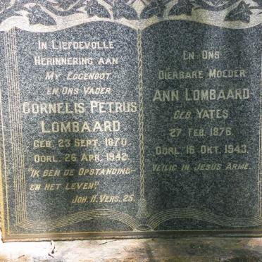 LOMBAARD Cornelis Petrus 1870-1942 &amp; Ann YATES 1876-1943