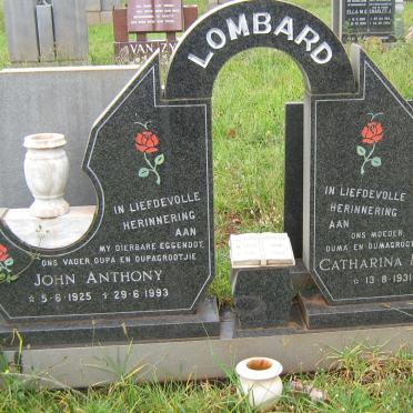 LOMBARD John Anthony 1925-1993 &amp; Catharina Maria Jacoba 1931-1999