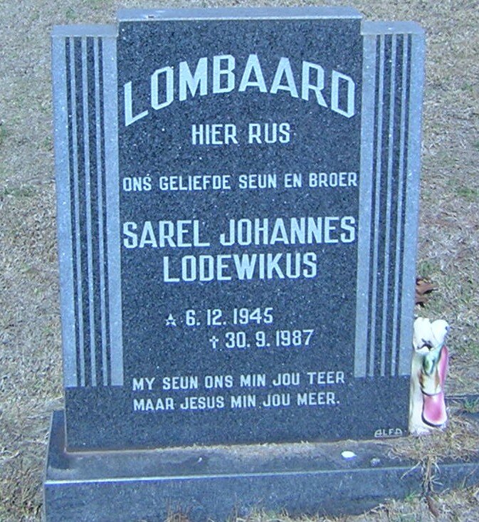 LOMBAARD Sarel Johannes Lodewikus 1945-1987