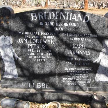 LUBBE Jan Lodewyk Petrus 1921-1985 :: BREDENHAND Karel Johannes 1924-1958