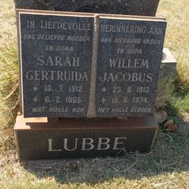 LUBBE Willem Jacobus 1913-1974 &amp; Sarah Gertruida 1912-1965