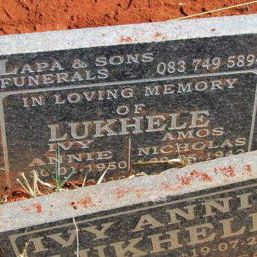 LUKHELE Amos Nicholas 1942-? &amp; Ivy Annie 1950-2019