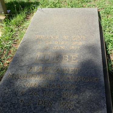 LUBBE Frans van Zyl 1918-1977 &amp; Margaret Magdelene Younger CLAASEN 1924-1975