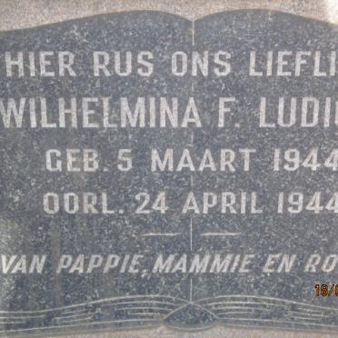 LUDICK Wilhelmina F. 1944-1944
