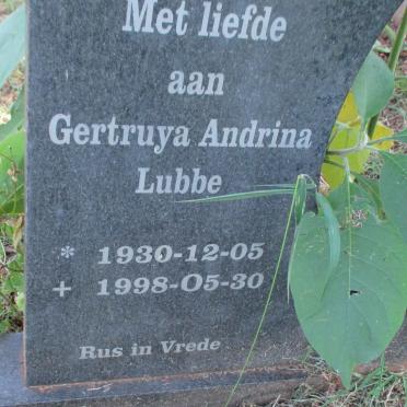 LUBBE Gertruya Andrina 1930-1998