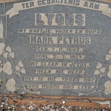 LYONS Mark Petrus 1893-1957