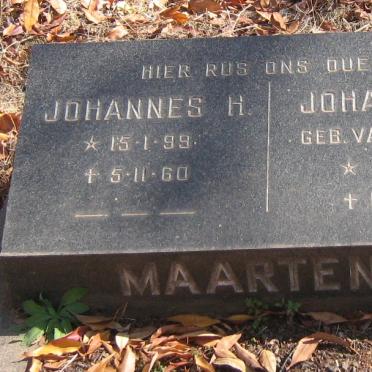 MAARTENS Johannes H. 1899-1960 &amp; Johanna M. VAN HEERDEN 1911-1967