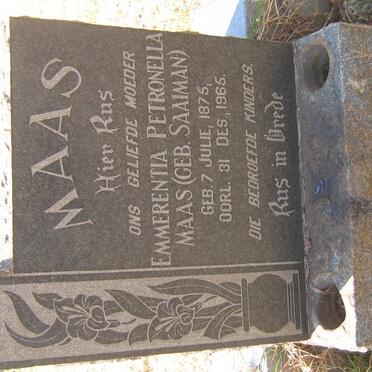 MAAS Emmerentia Petronella nee SAAIMAN 1875-1965