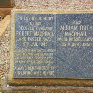 MacPHAIL Robert -1945 &amp; Miriam Ruth -1950