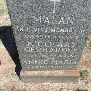 MALAN Nicolaas Gerhardus 1893-1972 &amp; Annie Maria 1895-1976