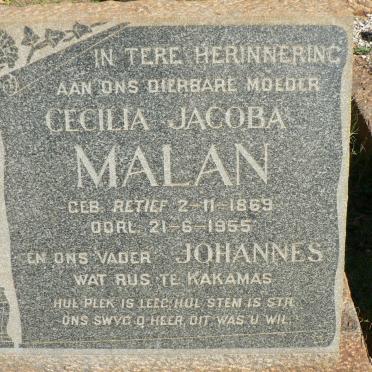 MALAN Johannes &amp; Cecilia Jacoba RETIEF 1869-1955
